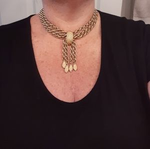 Vintage 1960s chunky gold rope necklace tassels